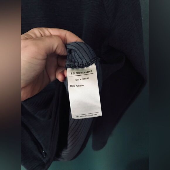 REI Cooperative Shirt Mens Medium Gray Crew Neck Ribbed Long Sleeve Outdoor - Picture 5 of 6